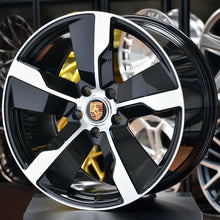 Load image into Gallery viewer, Forged PS18 Black Machined 21 Inch Staggered Wheels - Porsche Taycan