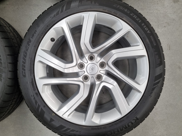 Load image into Gallery viewer, Genuine Range Rover Sport 21 Inch JK62 Silver Wheels and Tyres Set of 4