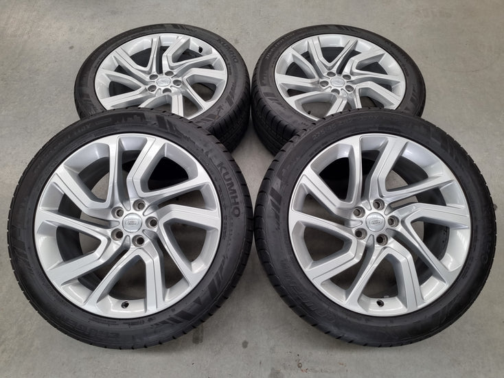 Load image into Gallery viewer, Genuine Range Rover Sport 21 Inch JK62 Silver Wheels and Tyres Set of 4