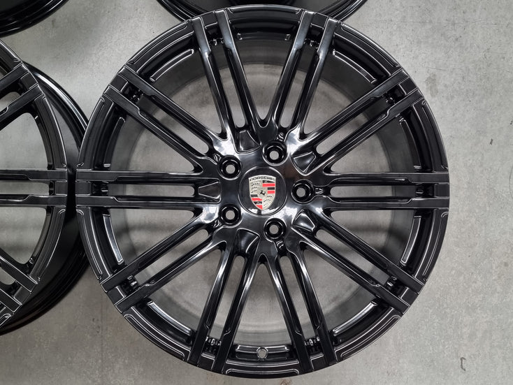 Load image into Gallery viewer, Genuine Porsche Cayenne Turbo 21 Inch Black Wheels Set of 4