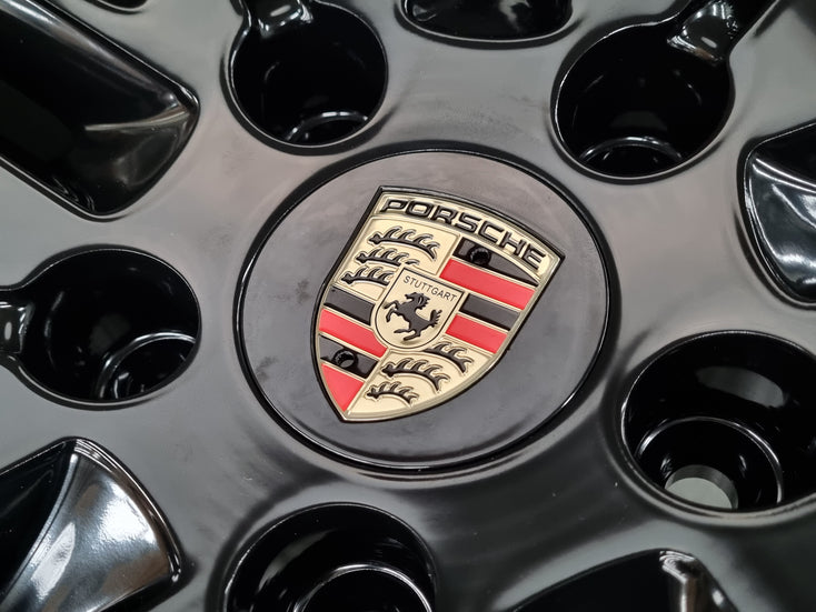 Load image into Gallery viewer, Genuine Porsche Cayenne Turbo 21 Inch Black Wheels Set of 4