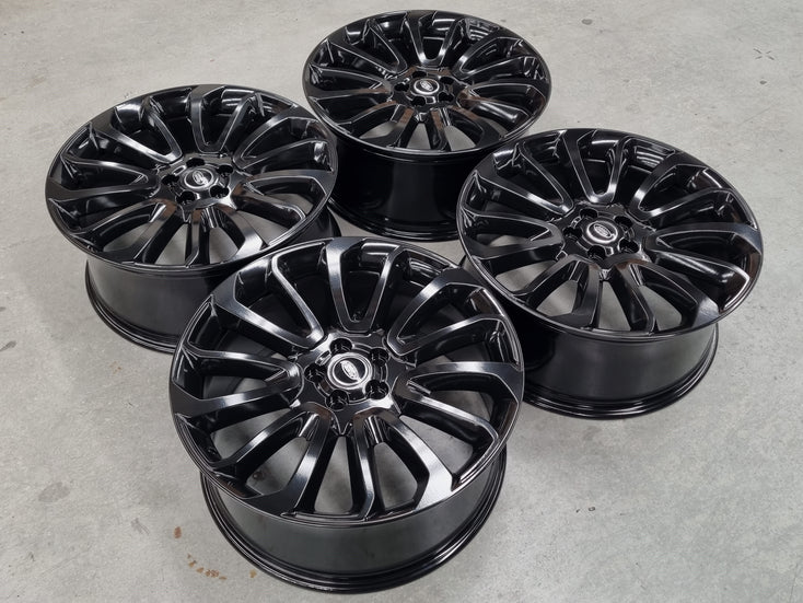 Load image into Gallery viewer, Genuine Range Rover Vogue Turbine Black 22 Inch Alloy Wheels Set of 4