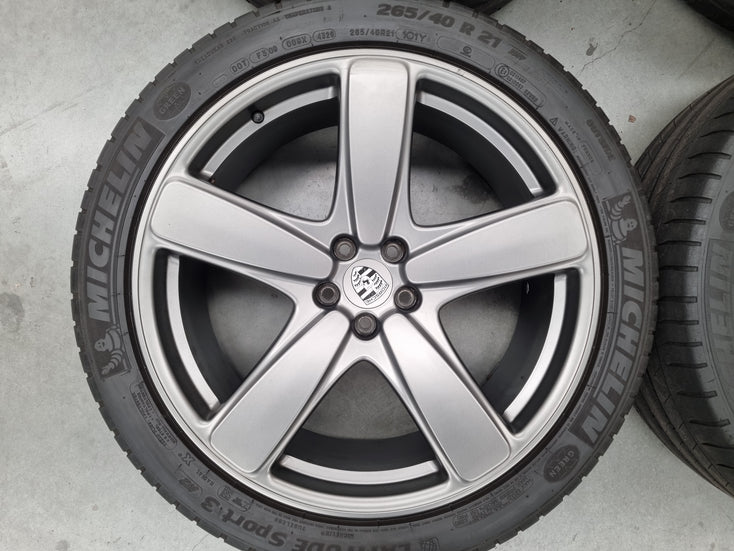 Load image into Gallery viewer, Genuine Porsche Macan Classic 21 Inch Satin Grey Wheels and Tyres Set of 4
