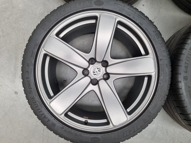 Load image into Gallery viewer, Genuine Porsche Macan Classic 21 Inch Satin Grey Wheels and Tyres Set of 4