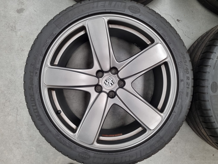 Load image into Gallery viewer, Genuine Porsche Macan Classic 21 Inch Satin Grey Wheels and Tyres Set of 4