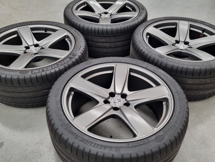 Load image into Gallery viewer, Genuine Porsche Macan Classic 21 Inch Satin Grey Wheels and Tyres Set of 4