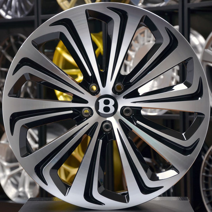 Load image into Gallery viewer, Forged BNT05 Black Polished Face 22 Inch Wheels - Bentley Bentayga