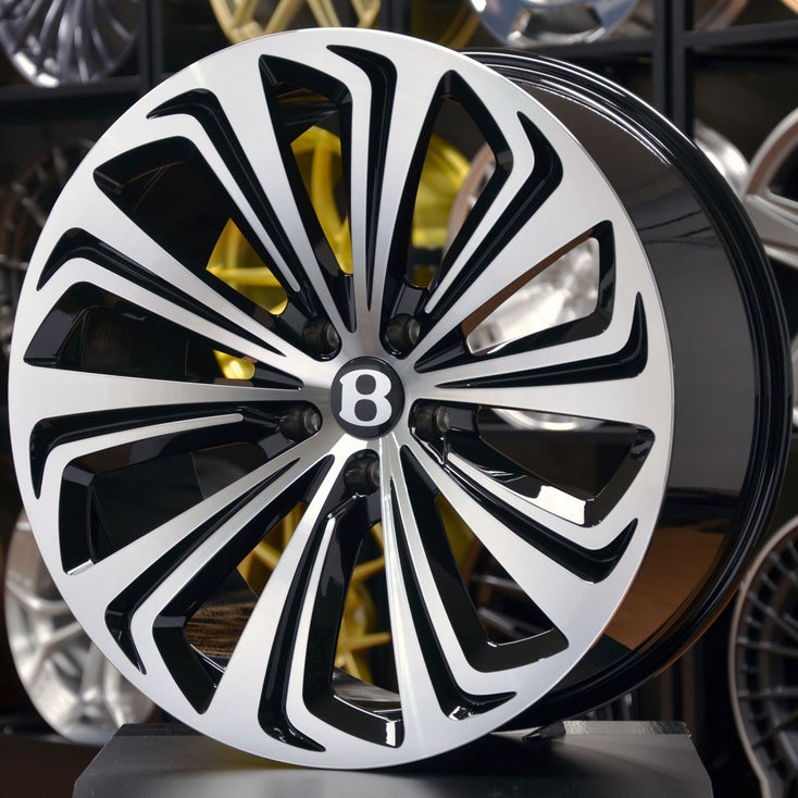 Load image into Gallery viewer, Forged BNT05 Black Polished Face 22 Inch Wheels - Bentley Bentayga