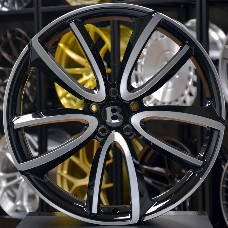 Load image into Gallery viewer, Forged BNT08 Black Polished Edges 21 Inch Wheels - Bentley Continental GT GTC