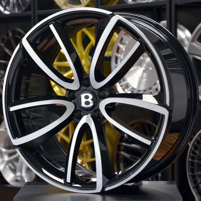 Forged BNT08 Black Polished Edges 21 Inch Wheels - Bentley Continental GT GTC