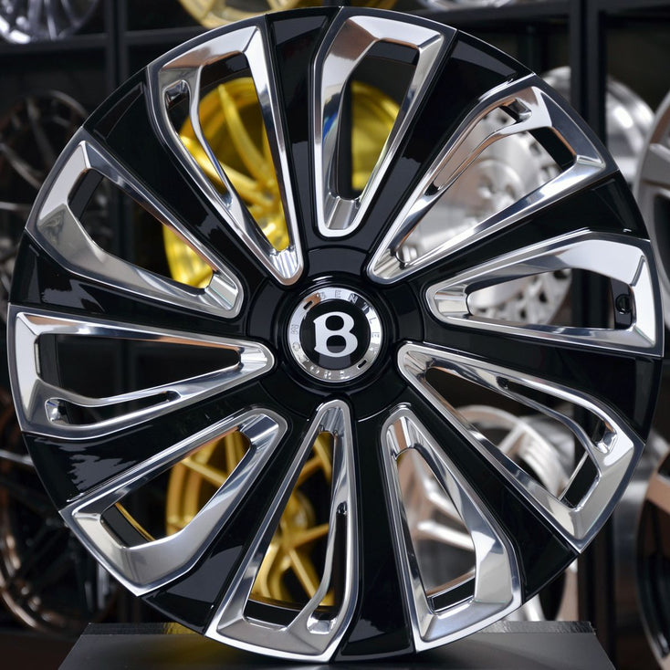 Load image into Gallery viewer, Forged BNT10 Black Polished Face 22 Inch Wheels - Bentley Bentayga