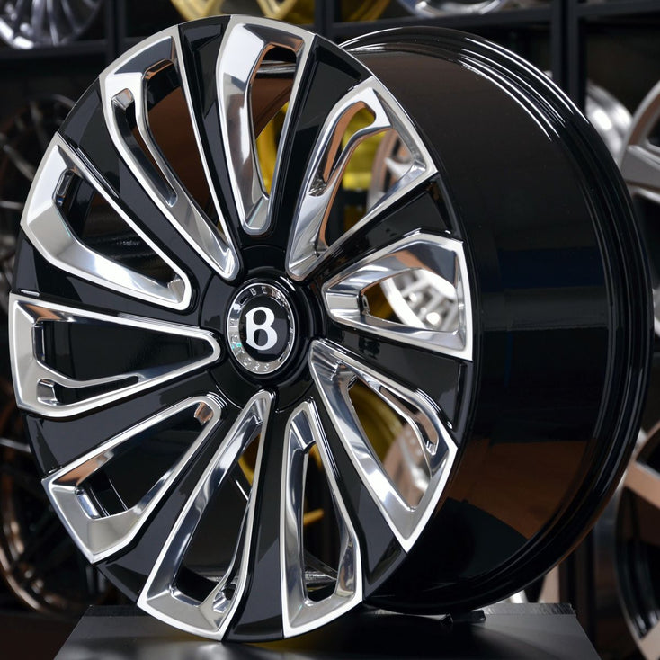 Load image into Gallery viewer, Forged BNT10 Black Polished Face 22 Inch Wheels - Bentley Bentayga