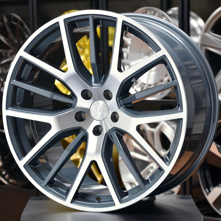 Load image into Gallery viewer, Forged MA01 Grey Machined 21 Inch Staggered Wheels - Maserati Levante