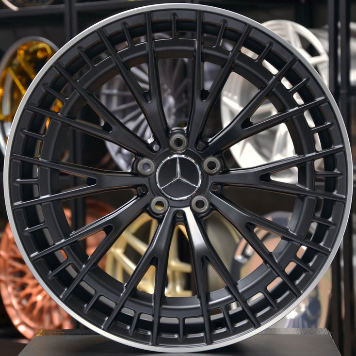 Load image into Gallery viewer, Forged MB127 Black Machined Lip 20 Inch Staggered Wheels - Mercedes C63 AMG Coupe C205