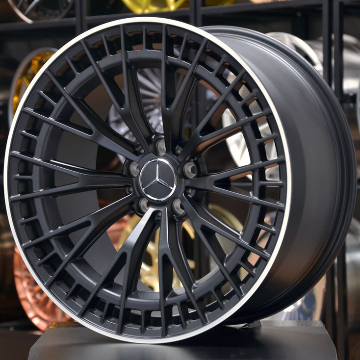 Load image into Gallery viewer, Forged MB127 Black Machined Lip 20 Inch Staggered Wheels - Mercedes C63 AMG Coupe C205