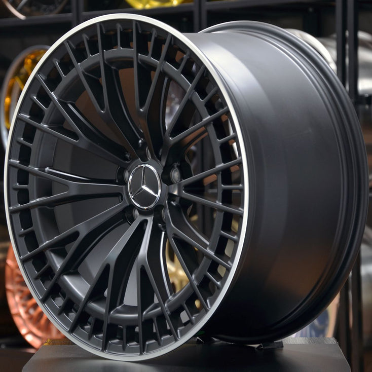 Load image into Gallery viewer, Forged MB127 Black Machined Lip 20 Inch Staggered Wheels - Mercedes C63 AMG Coupe C205