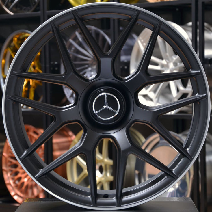 Load image into Gallery viewer, Forged MB138 Black Machined Lip 20 Inch Staggered Wheels - Mercedes E63 AMG W213