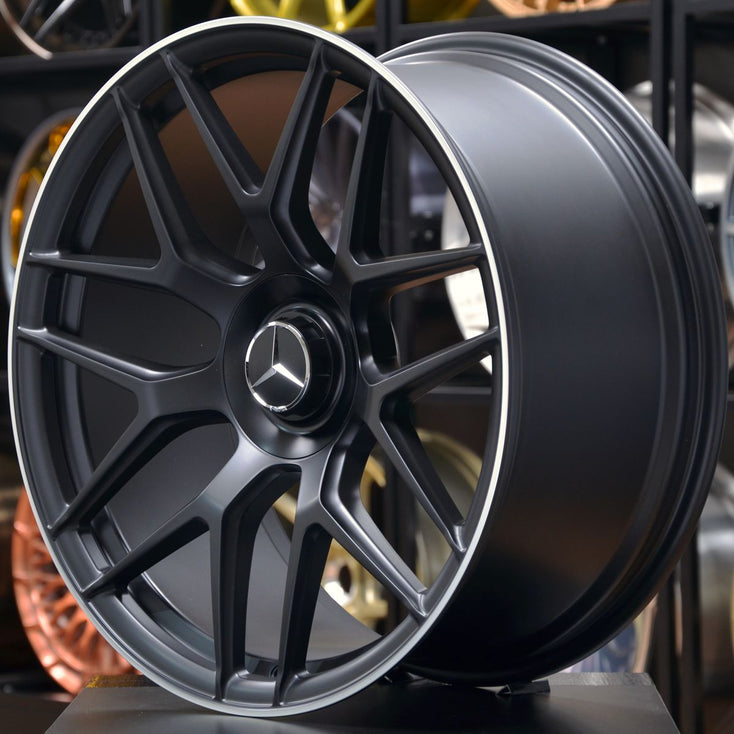 Load image into Gallery viewer, Forged MB138 Black Machined Lip 21 Inch Staggered Wheels - Mercedes Benz GLC63 AMG