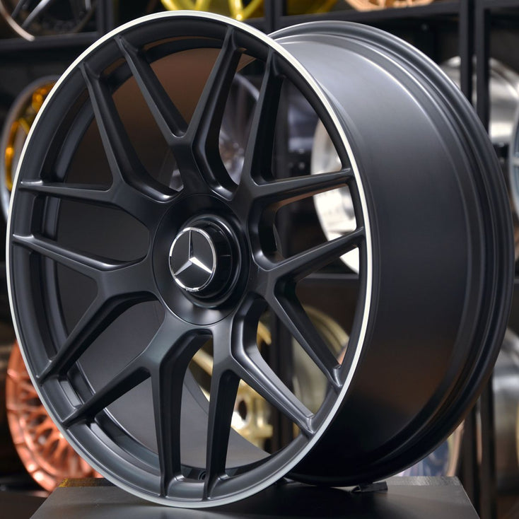Load image into Gallery viewer, Forged MB138 Black Machined Lip 20 Inch Staggered Wheels - Mercedes E63 AMG W213