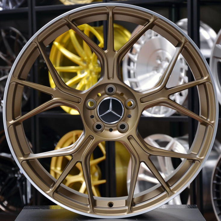 Load image into Gallery viewer, Forged MB165 Bronze Machined Lip 20 Inch Staggered Wheels - Mercedes C63 AMG W206