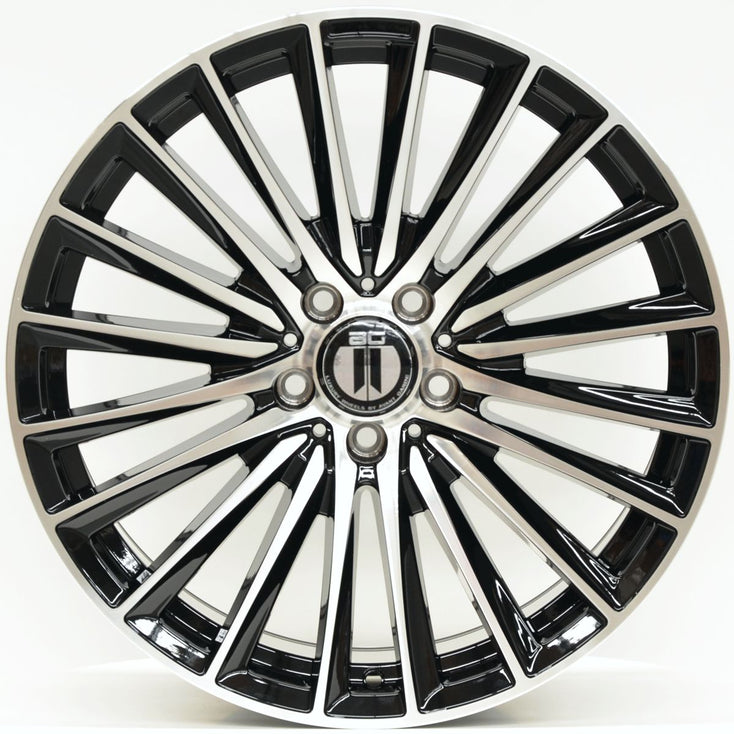 Load image into Gallery viewer, AM350 19 Inch Staggered ET35 Black Machined Face