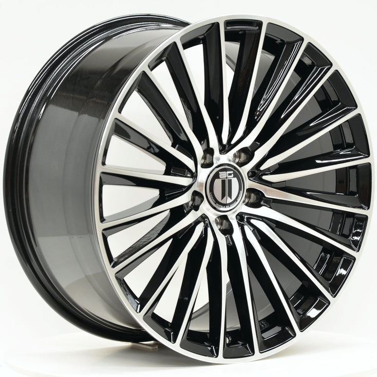 Load image into Gallery viewer, AM350 19 Inch Staggered ET35 Black Machined Face