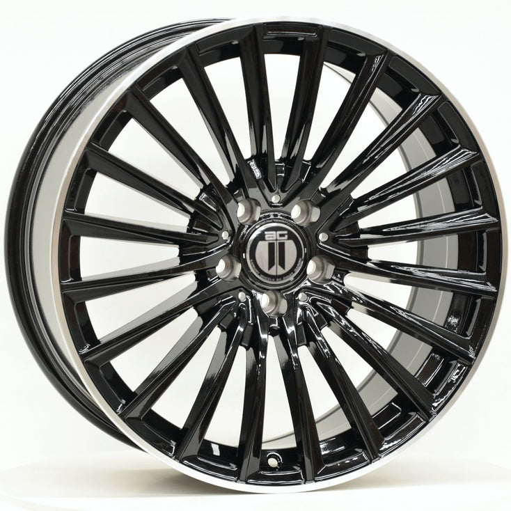 Load image into Gallery viewer, AM500 19 Inch Staggered ET35 Black Machined Lip