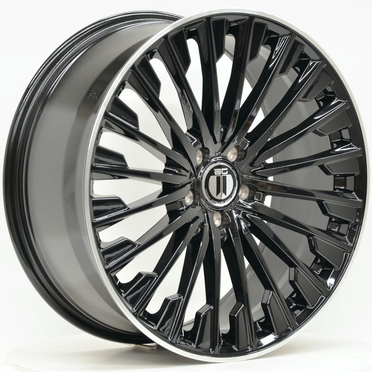 Load image into Gallery viewer, AM580 20 Inch Staggered ET36 Black Machined Lip