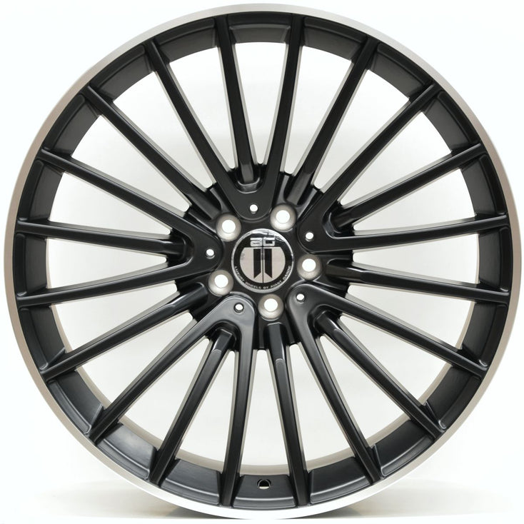 Load image into Gallery viewer, AM600 22x10 ET50 5/112 Black Machined Lip