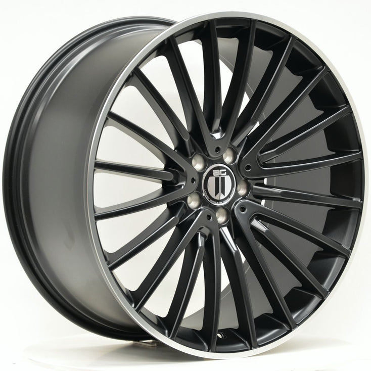 Load image into Gallery viewer, AM600 22x10 ET50 5/112 Black Machined Lip