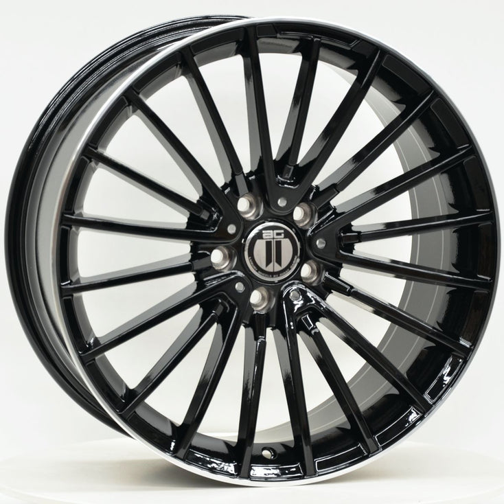 Load image into Gallery viewer, AM600 20 Inch Staggered ET25 Gloss Black Machined Lip