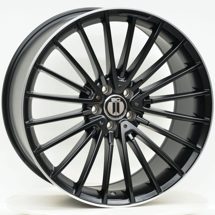 Load image into Gallery viewer, AM600 20 Inch Staggered ET35 Black Machined Lip