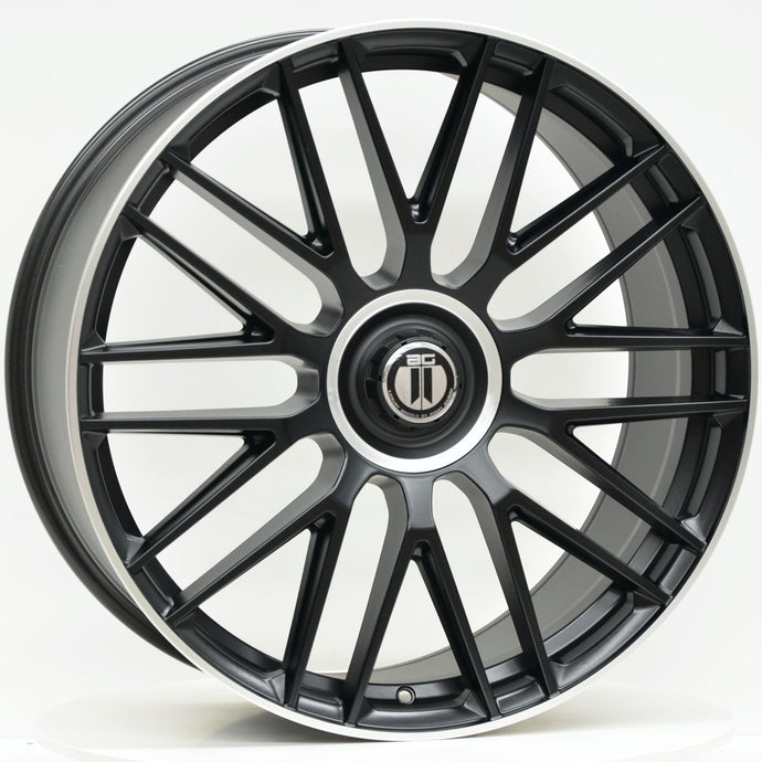 AM637 22 Inch Staggered Satin Black Machined Lip