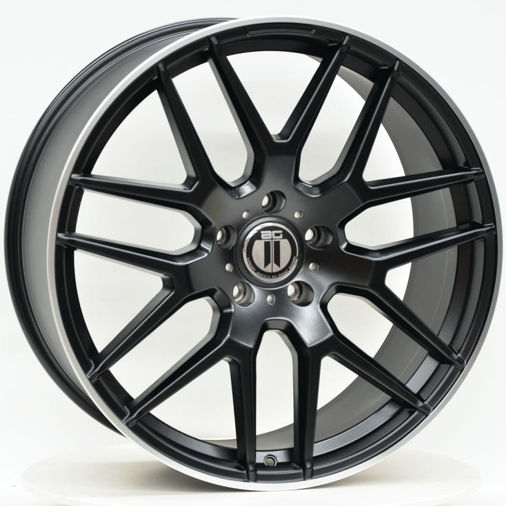 Load image into Gallery viewer, AM638 22x10 ET50 5/112 Black Machined Lip
