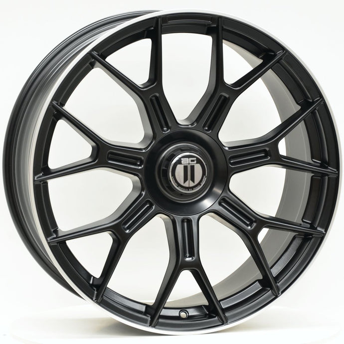 AM639 21 Inch Staggered ET34 Black Machined Lip