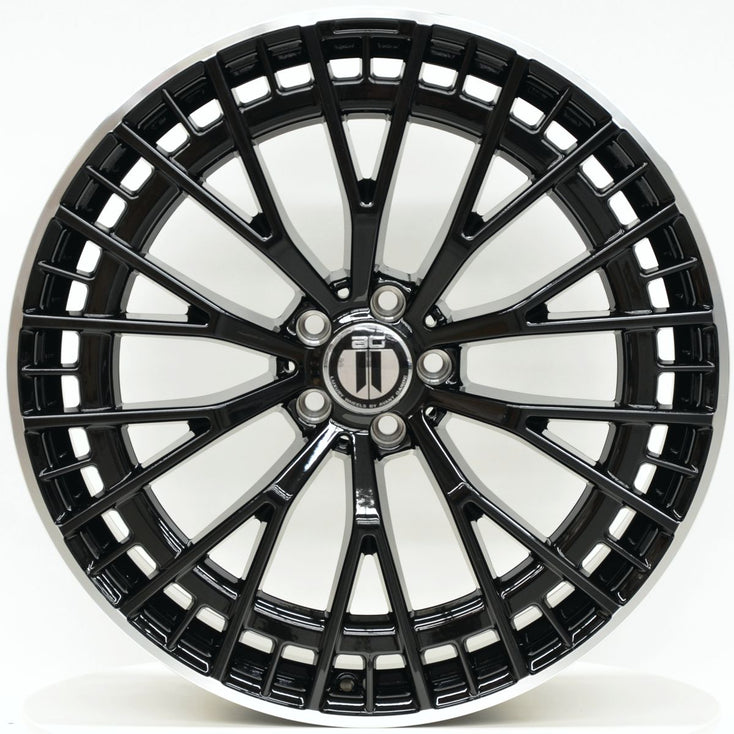 Load image into Gallery viewer, AM640 22 Inch Staggered ET35 Black Machined Lip
