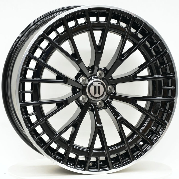 Load image into Gallery viewer, AM640 22 Inch Staggered ET35 Black Machined Lip