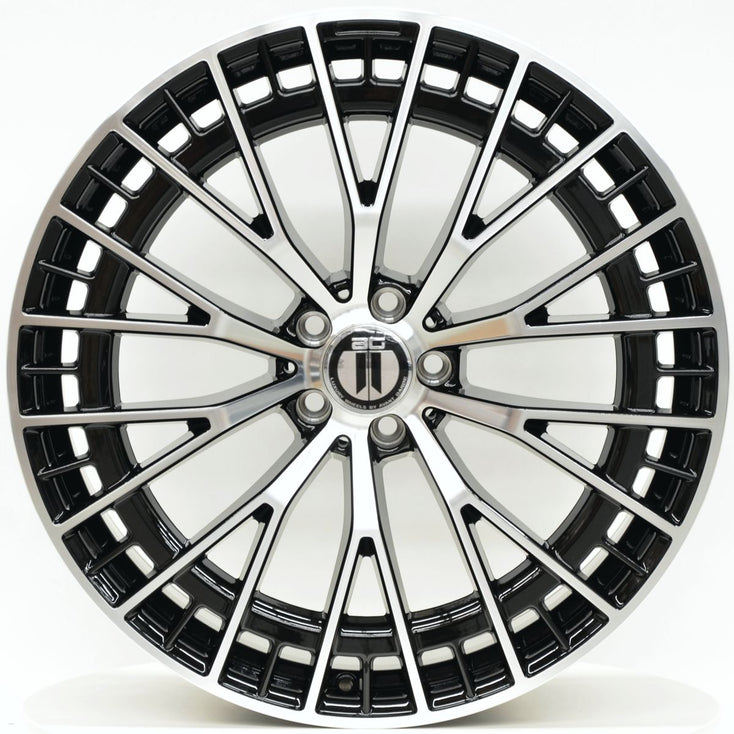 Load image into Gallery viewer, AM640 22 Inch Staggered ET35 Black Machined Face