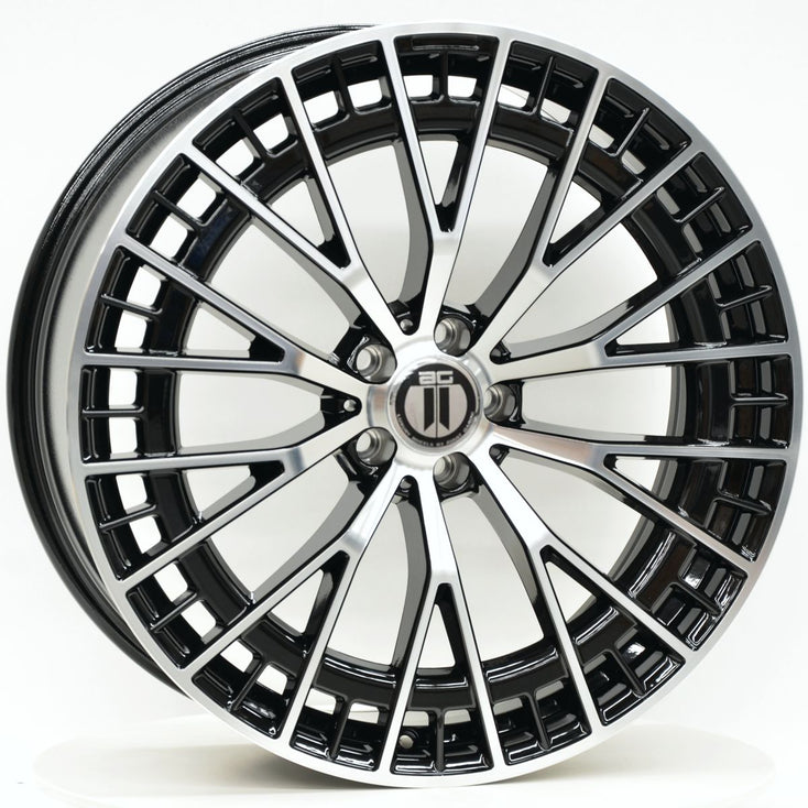 Load image into Gallery viewer, AM640 22 Inch Staggered ET35 Black Machined Face