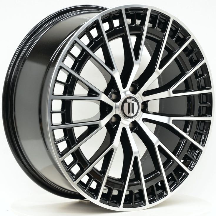 Load image into Gallery viewer, AM640 22 Inch Staggered ET35 Black Machined Face