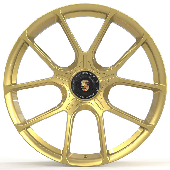 Forged PS06 Gold 20/21 Inch Staggered Wheels - Porsche 911 992