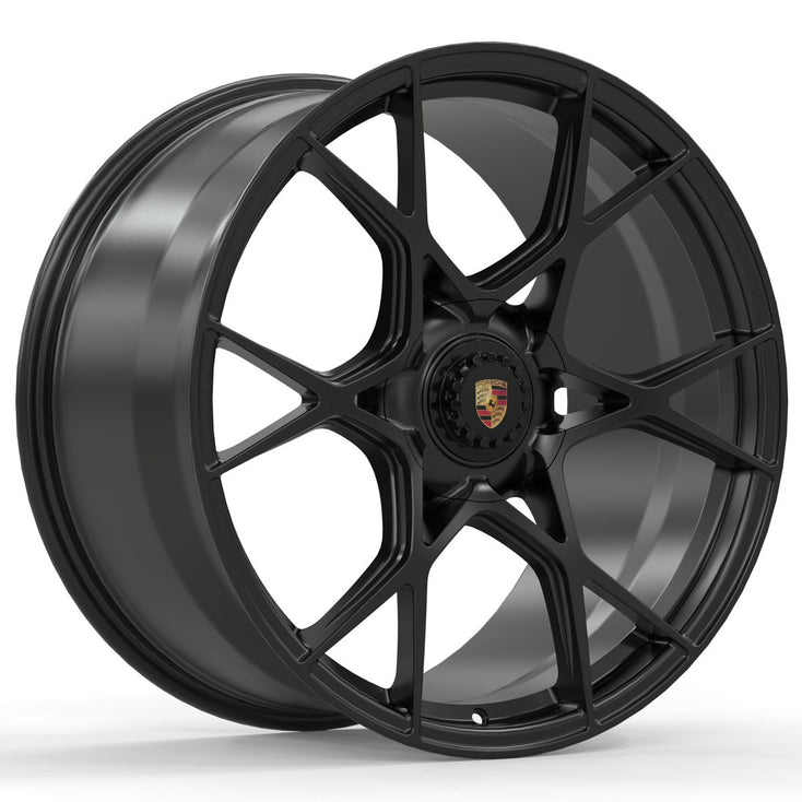 Load image into Gallery viewer, Forged PS08 Black 20 Inch Staggered Wheels - Porsche 718