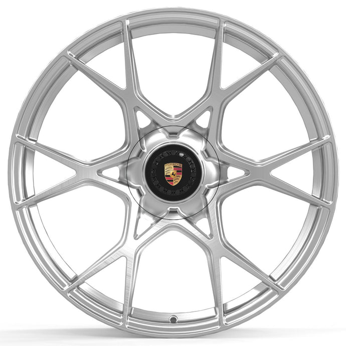 Forged PS08 Brushed Silver 20 Inch Staggered Wheels - Porsche 718