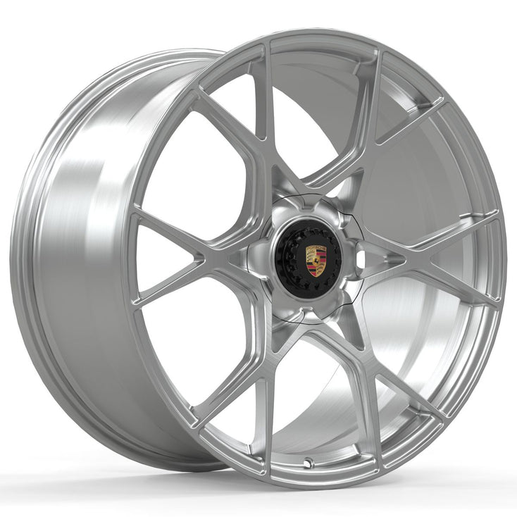 Load image into Gallery viewer, Forged PS08 Brushed Silver 20 Inch Staggered Wheels - Porsche 718