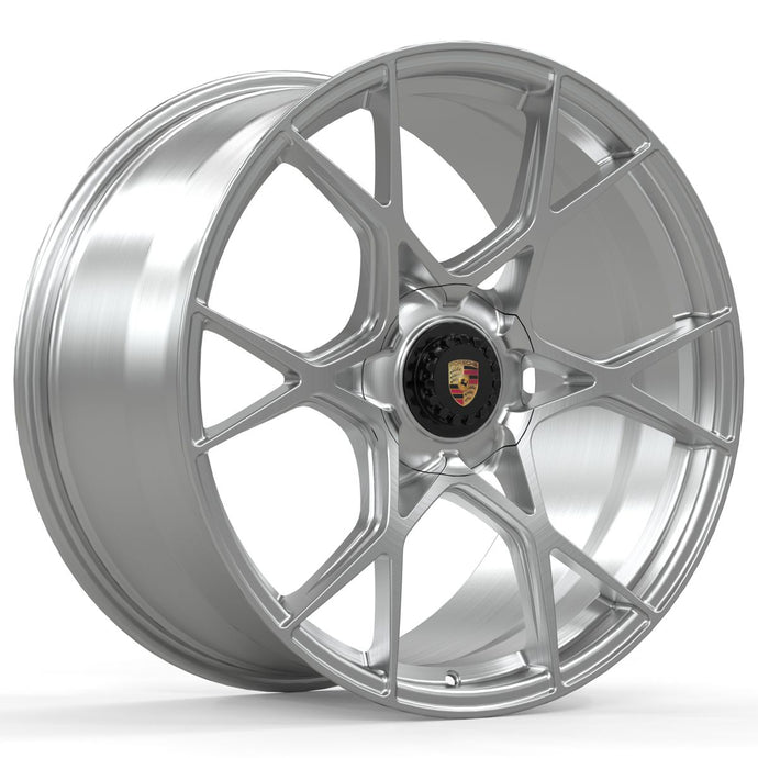 Forged PS8 OEM Plus 20 Inch Staggered Wheels Brushed Silver - Porsche 718