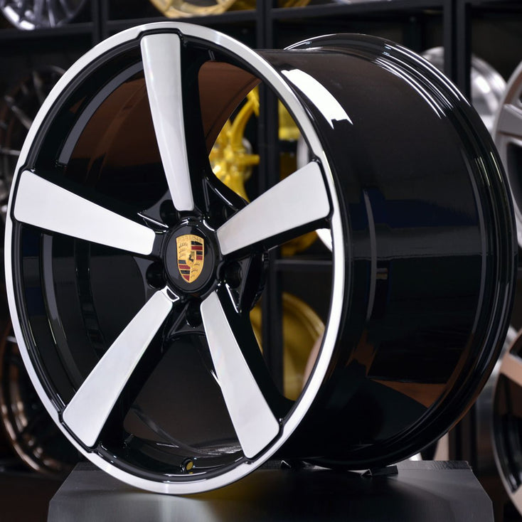 Load image into Gallery viewer, Forged PS05 Black Machined 20 Inch Staggered Wheels - Porsche 911 991