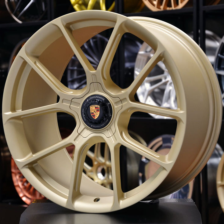Load image into Gallery viewer, Forged PS06 Satin Light Gold 20/21 Inch Staggered Wheels - Porsche 911 992