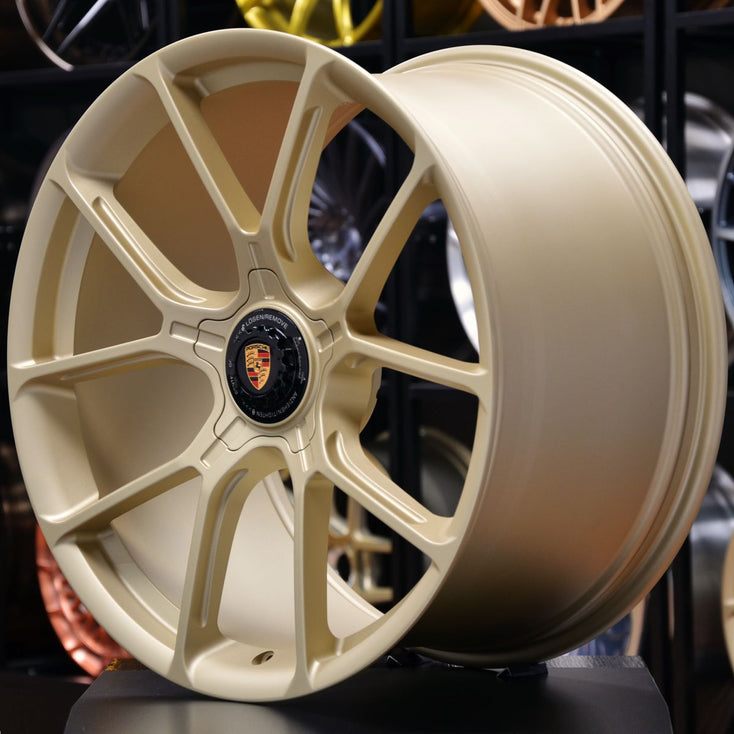 Load image into Gallery viewer, Forged PS06 Satin Light Gold 20 Inch Staggered Wheels - Porsche 911 991