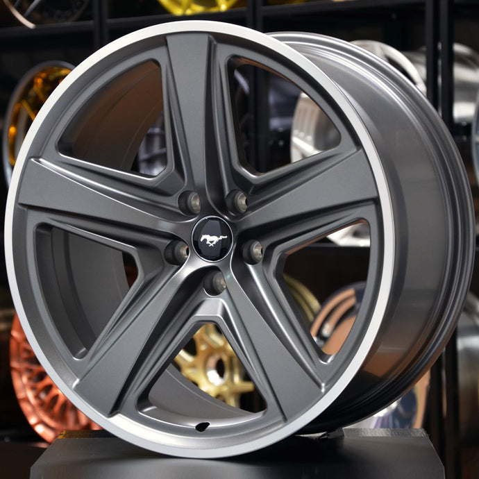 Forged Style 820 Grey Machined Lip 20 Inch Staggered Wheels - Ford Mustang