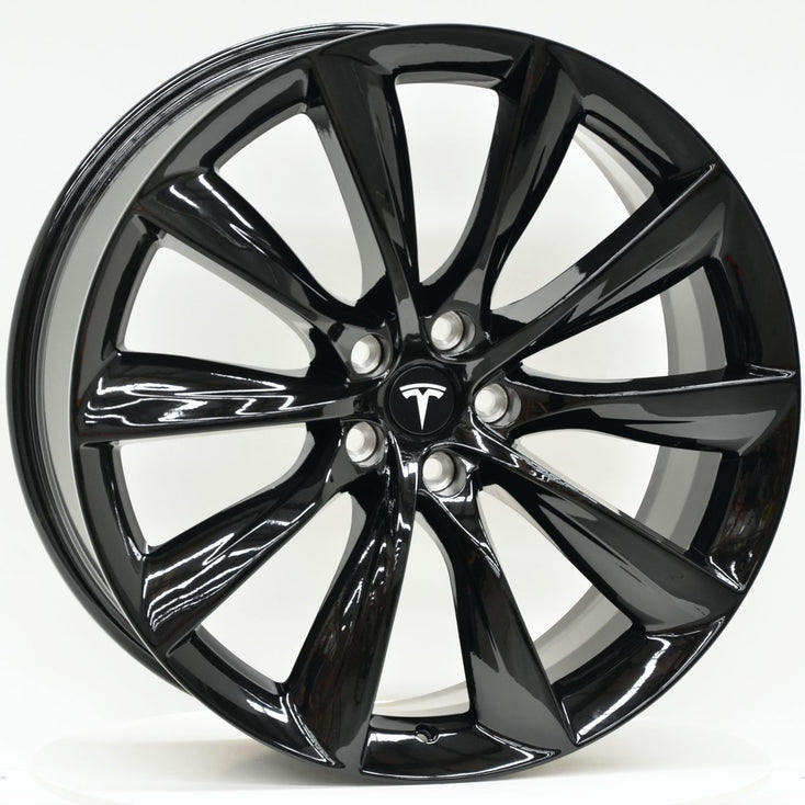 Load image into Gallery viewer, TURBINE Style 22 Inch Staggered Gloss Black Wheels - TESLA Model X